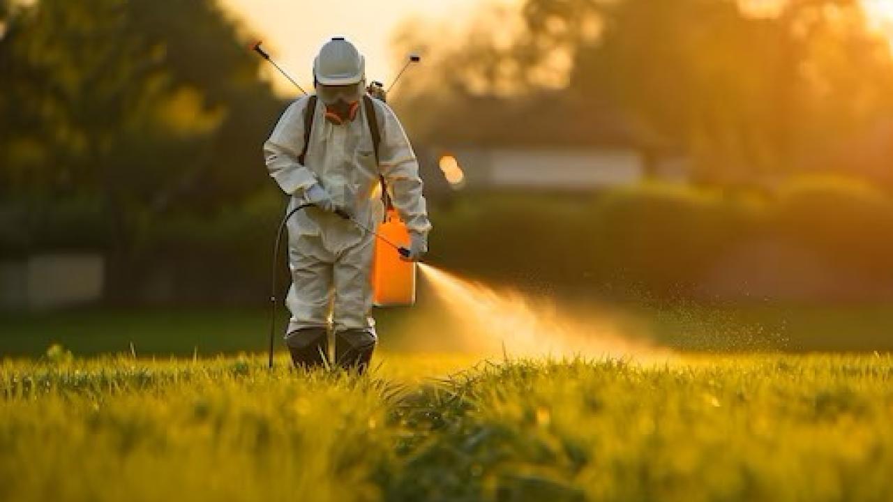 farmer spraying pesticides