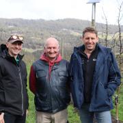 Matthew Price from Our Mates Farm, Scott Price of R&R Smith with Project Lead Dr Nigel Swarts