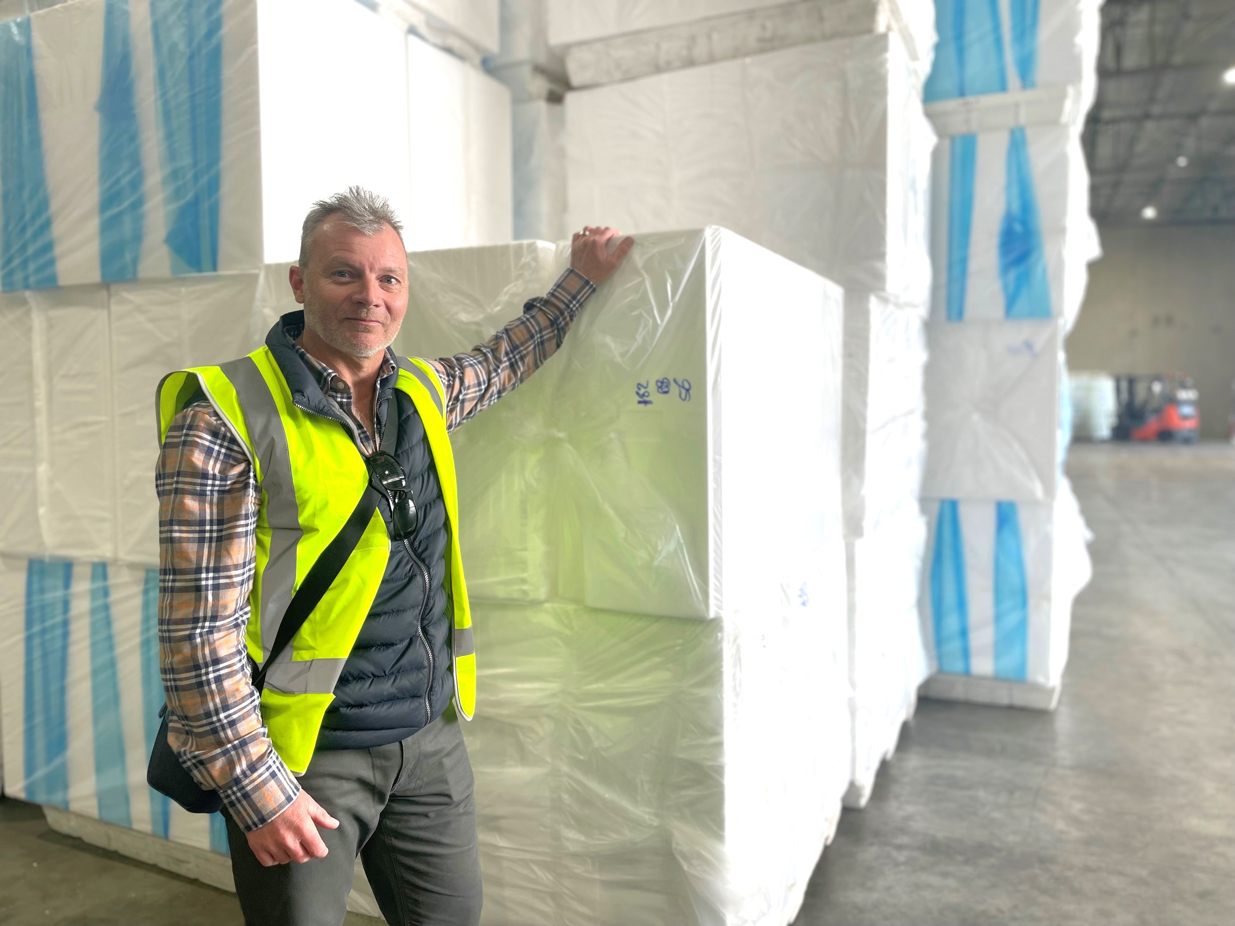 Polyfoam CEO Simon Pickett with polystyrene fish boxes