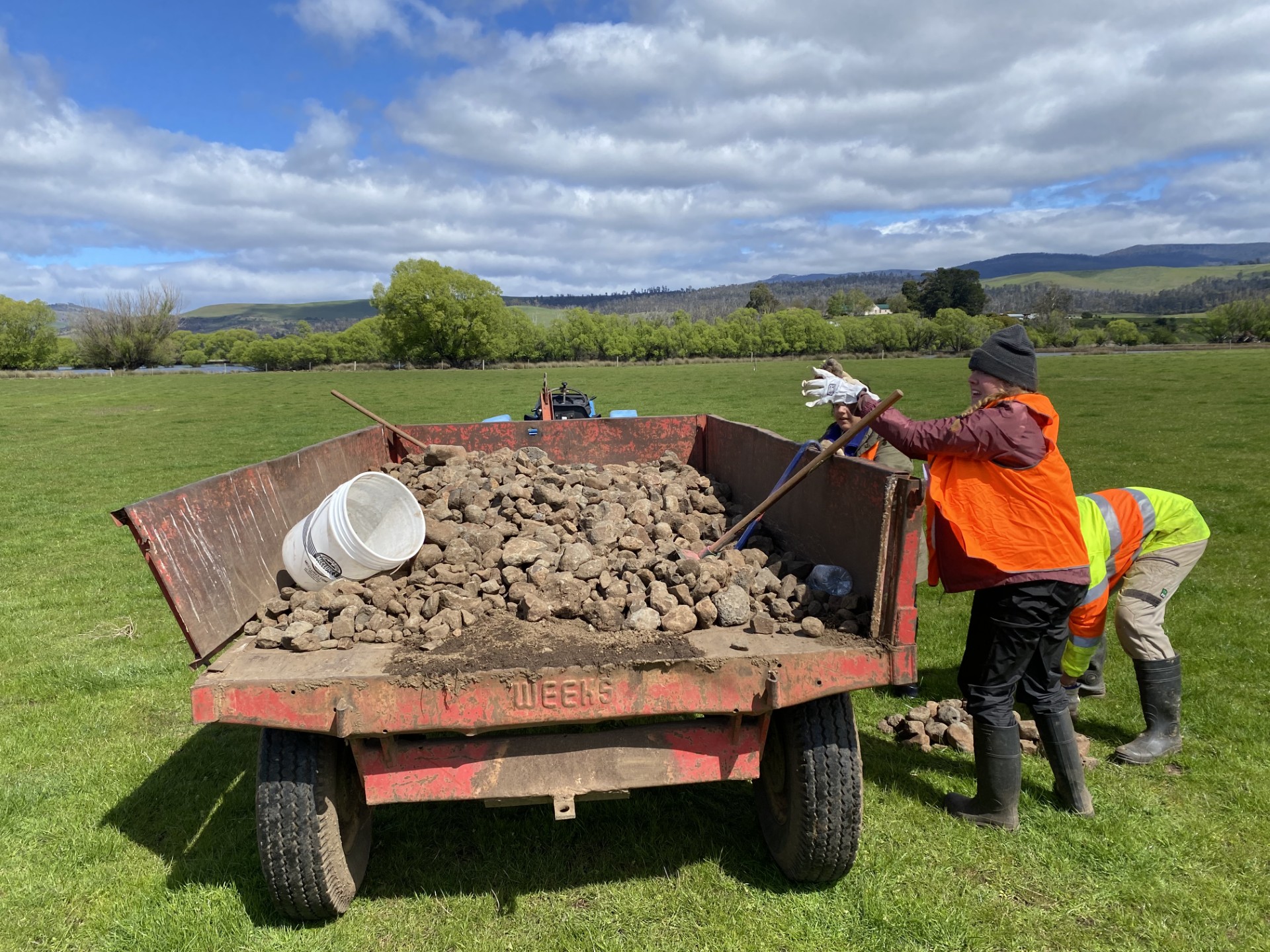 Volunteers removed around 2 tonnes of rocks from a hamilton farm.