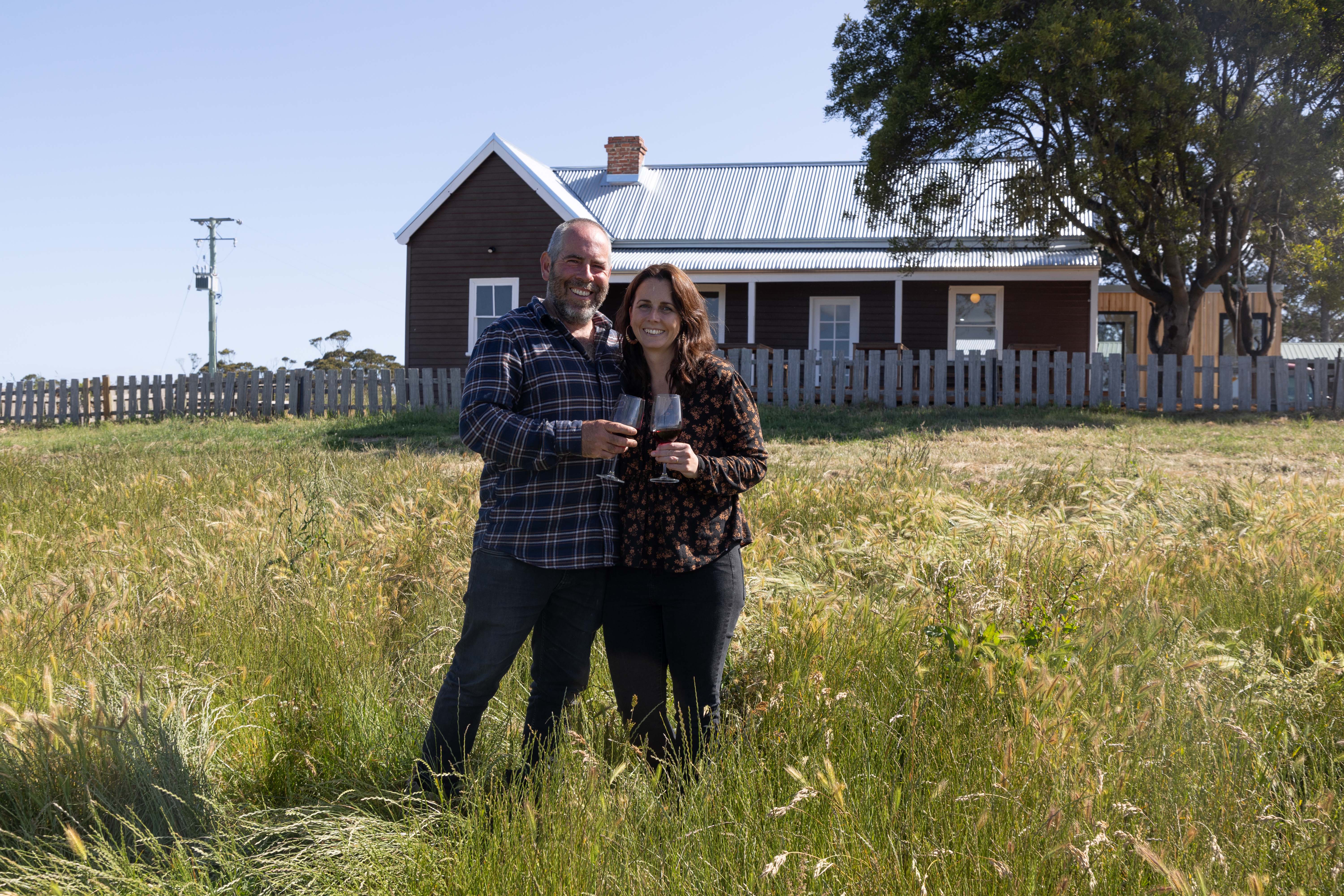 Ella and Daneil in front of Cellar door- Photo Nick Green