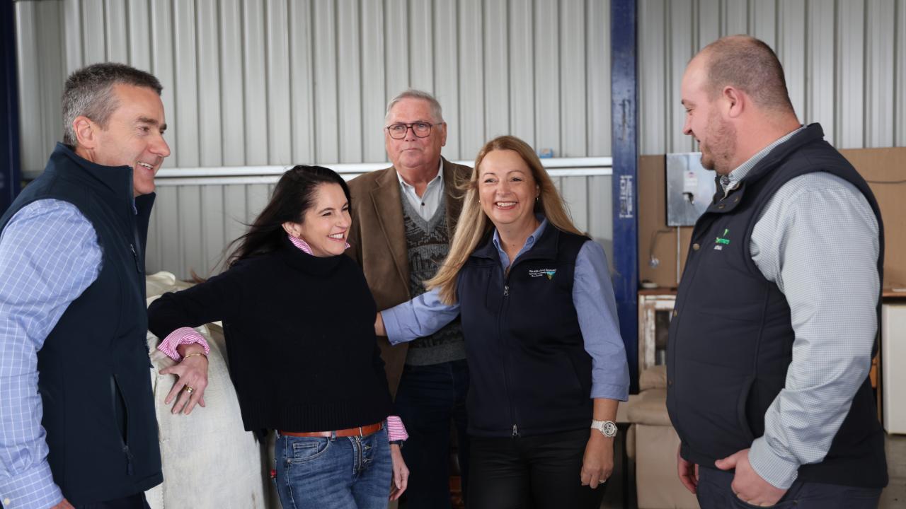 The Minister with RAW CEO Lee Whiteley, RBT Chairman Michael Frydrych, RBT CEO Chantal Filgate and TasFarmers CEO Nathan Calman. The Minister with RAW CEO Lee Whiteley, RBT Chairman Michael Frydrych, RBT CEO Chantal Filgate and TasFarmers CEO Nathan Calman.