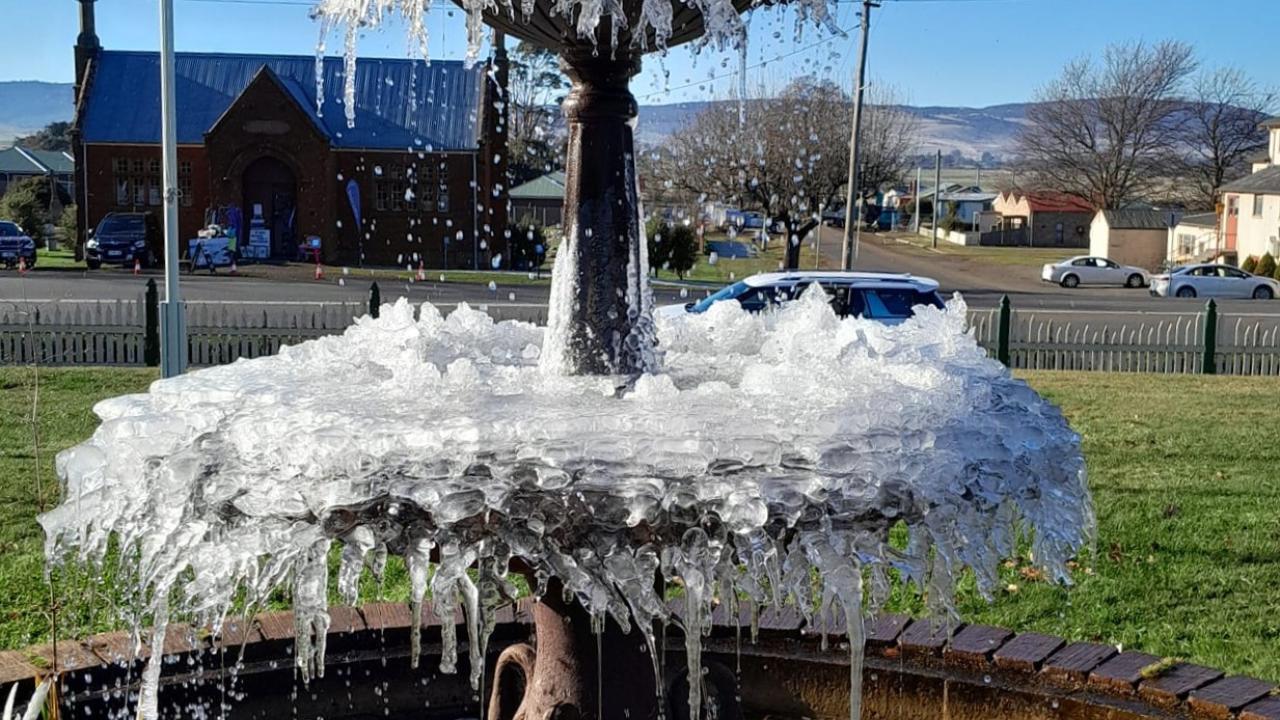 Frozen fountain at Campbell Town Hospital by Sharon Henderson.