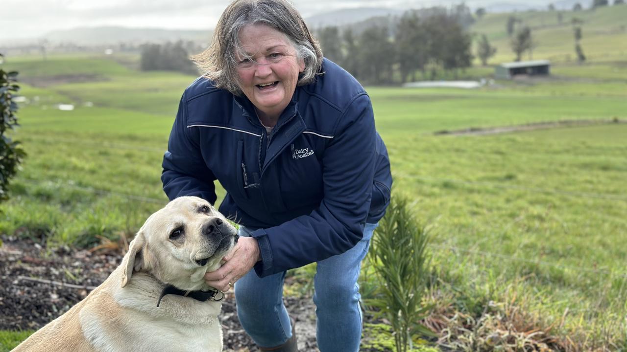 Tas Women in Agriculture chair Deb Morice with her dog, Charlie Tas Women in Agriculture chair Deb Morice with her dog, Charlie