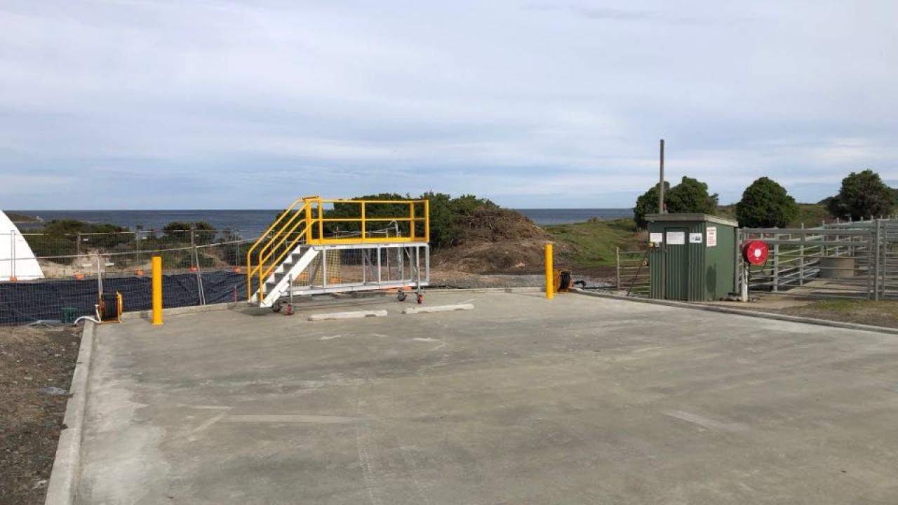 Completed King Island truck and machinery washdown facility at Grassy Harbour.