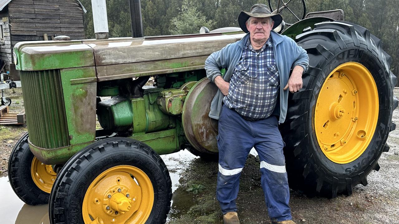 Leo Barwick with one of the latest additions to his tractor collection.