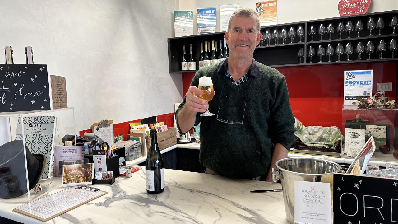 Chris Brown at the Bradys Lookout cellar door Chris at the cellar door