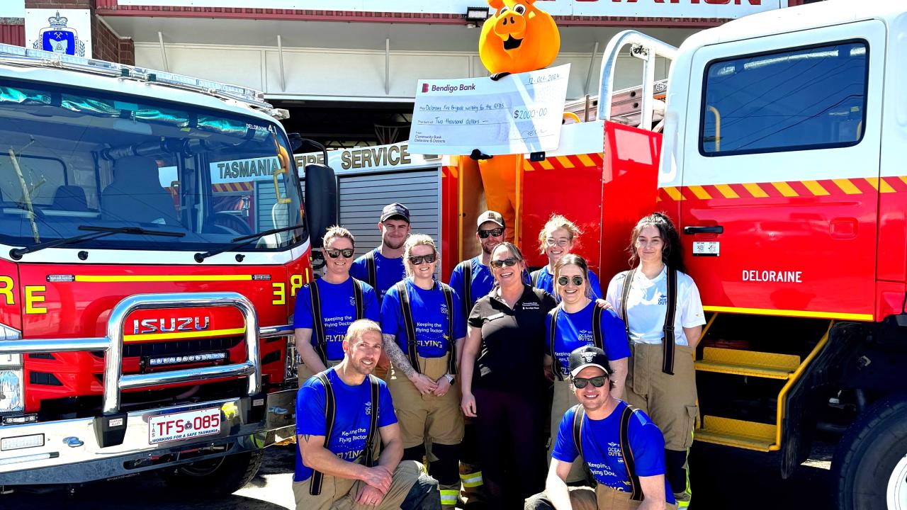Deloraine Fire Brigade members who will walk to raise money for the RFDS. Deloraine Volunteer Fire Brigade