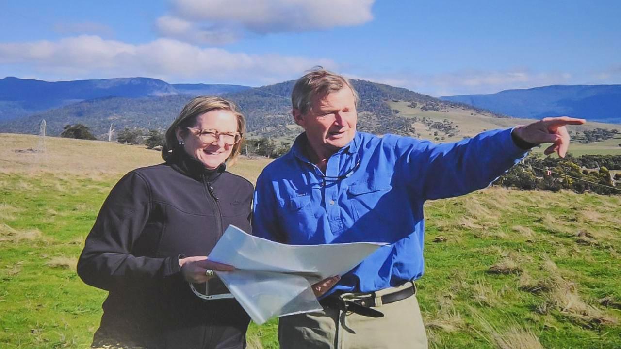 TasRex chief executive Bess Clark and landowner Roderic O’Connor are building a major solar installation at Connorville. 