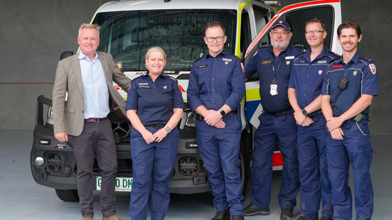 Premier Jeremy Rockliff inspects the new Oatlands Ambulance Station