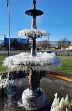 Frozen fountain at Campbell Town Hospital by Sharon Henderson.