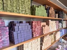 There are soaps galore in their onsite store.