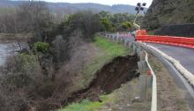 Major landslip on the Lyell Highway north of New Nofolk