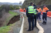 Major landslip on the Lyell Highway north of New Nofolk