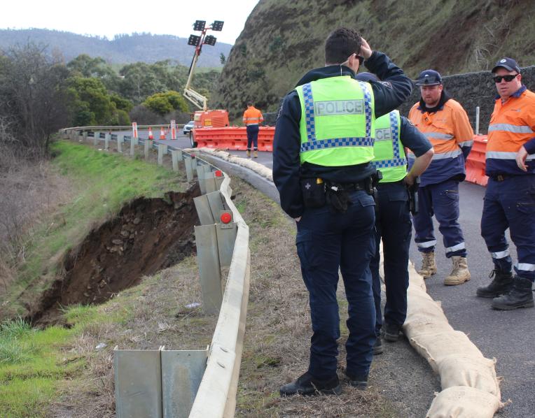 Major landslip on Glenora Road