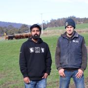 Deep Water Farm Manager Ajun Shaju with farm hand Callum Robbie