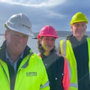 L-R  Richard Gilbert Batchelors Constuction with Mary Massina and Michael Kerschbaum of the Souther Arm Irrigation Scheme at the water pipeline staging point Margate.