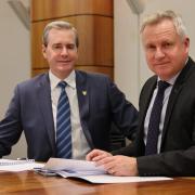 Treasurer Michael Ferguson and Premier Jeremy Rockliff