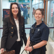 Minister Jane Howlett with airport biosecurity