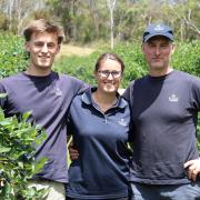 Nick, Jo and Tim Muir among the blueberry rows